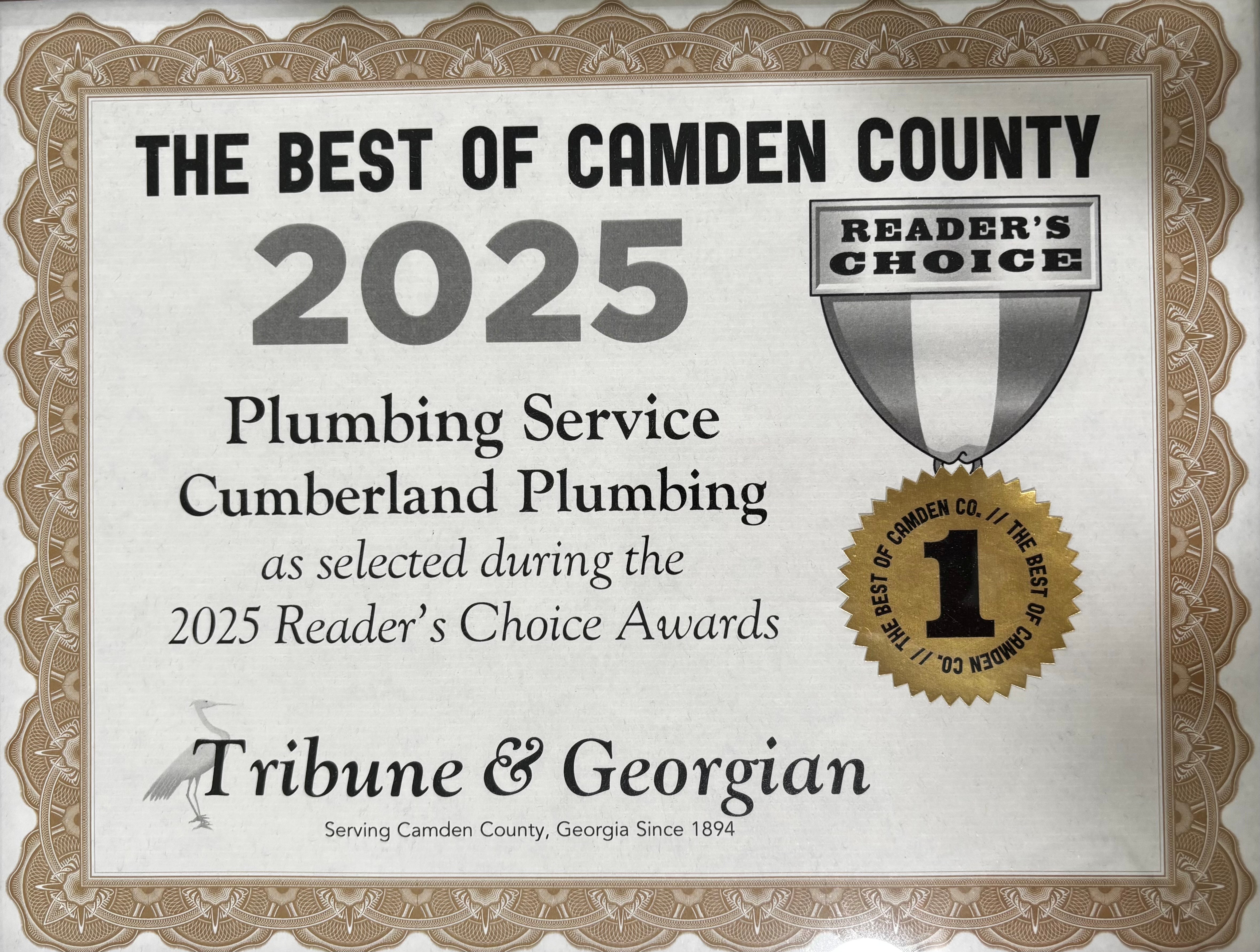 2025 Best of Camden County - Cumberland Plumbing